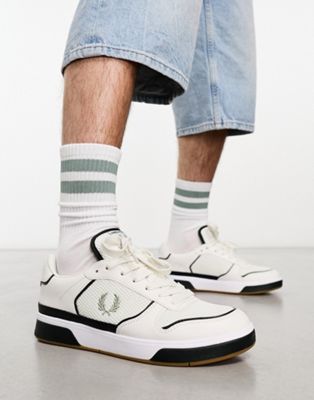 Fred Perry B300 leather and mesh trainers in snow white - ASOS Price Checker