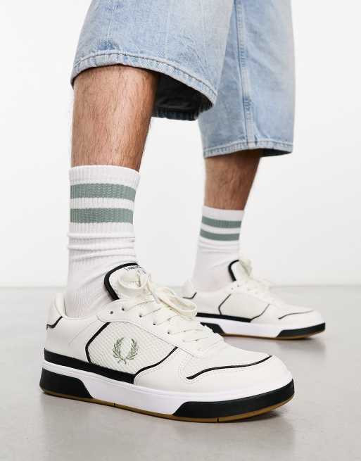 Fred Perry B300 leather and mesh trainers in snow white ASOS