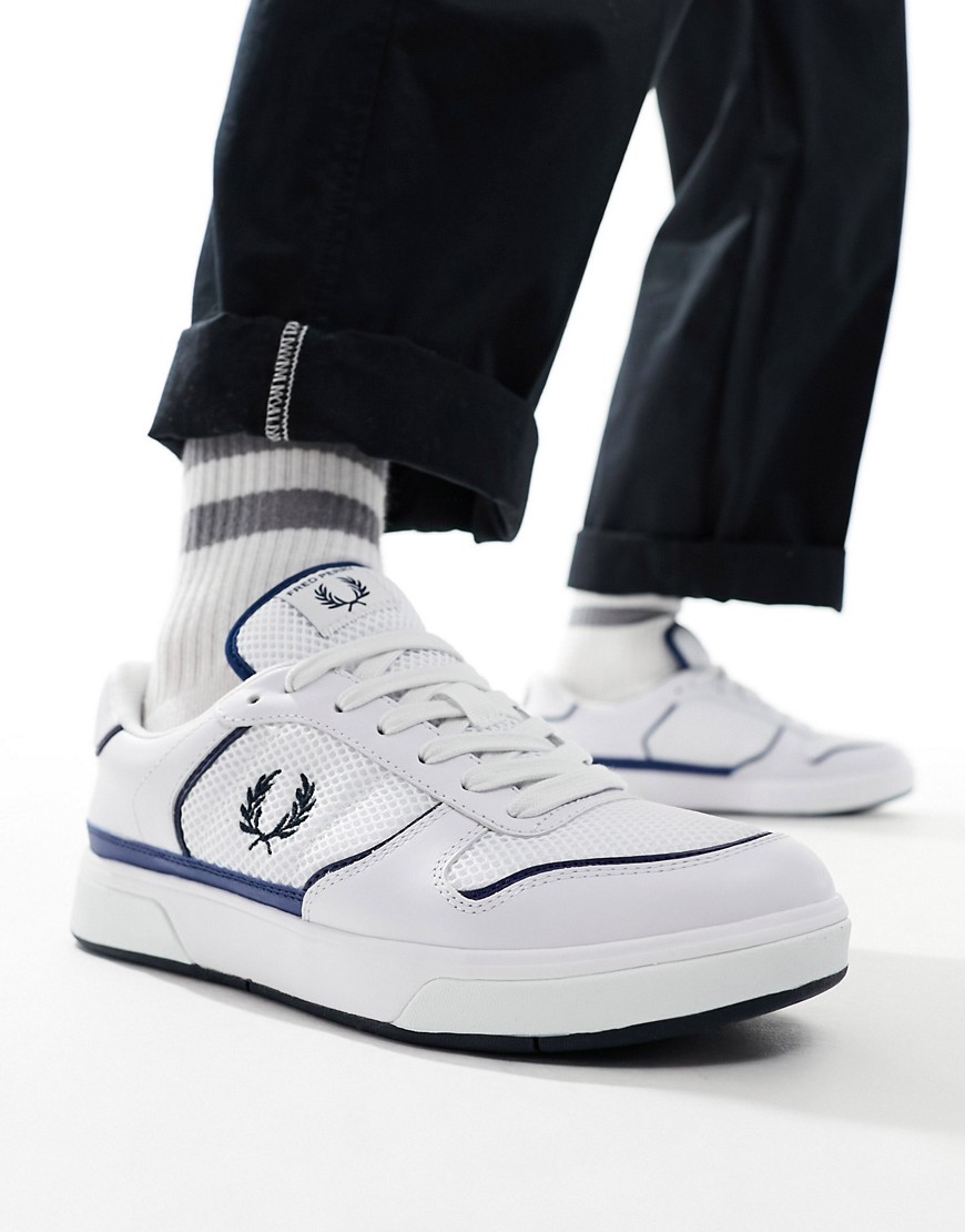 Fred Perry B300 leather/mesh trainer in white