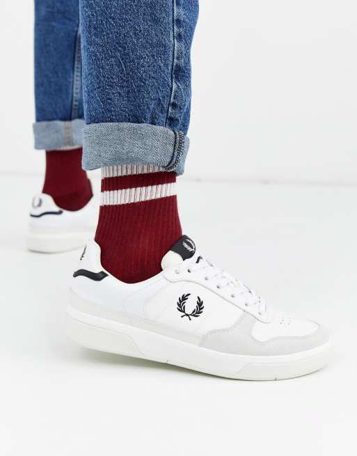 Fred Perry B300 leather trainers in white | ASOS