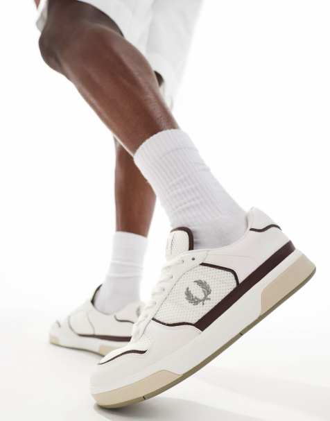 Fred Perry – B300 – Sneaker aus Leder und Netzstoff in Weiß - view 1