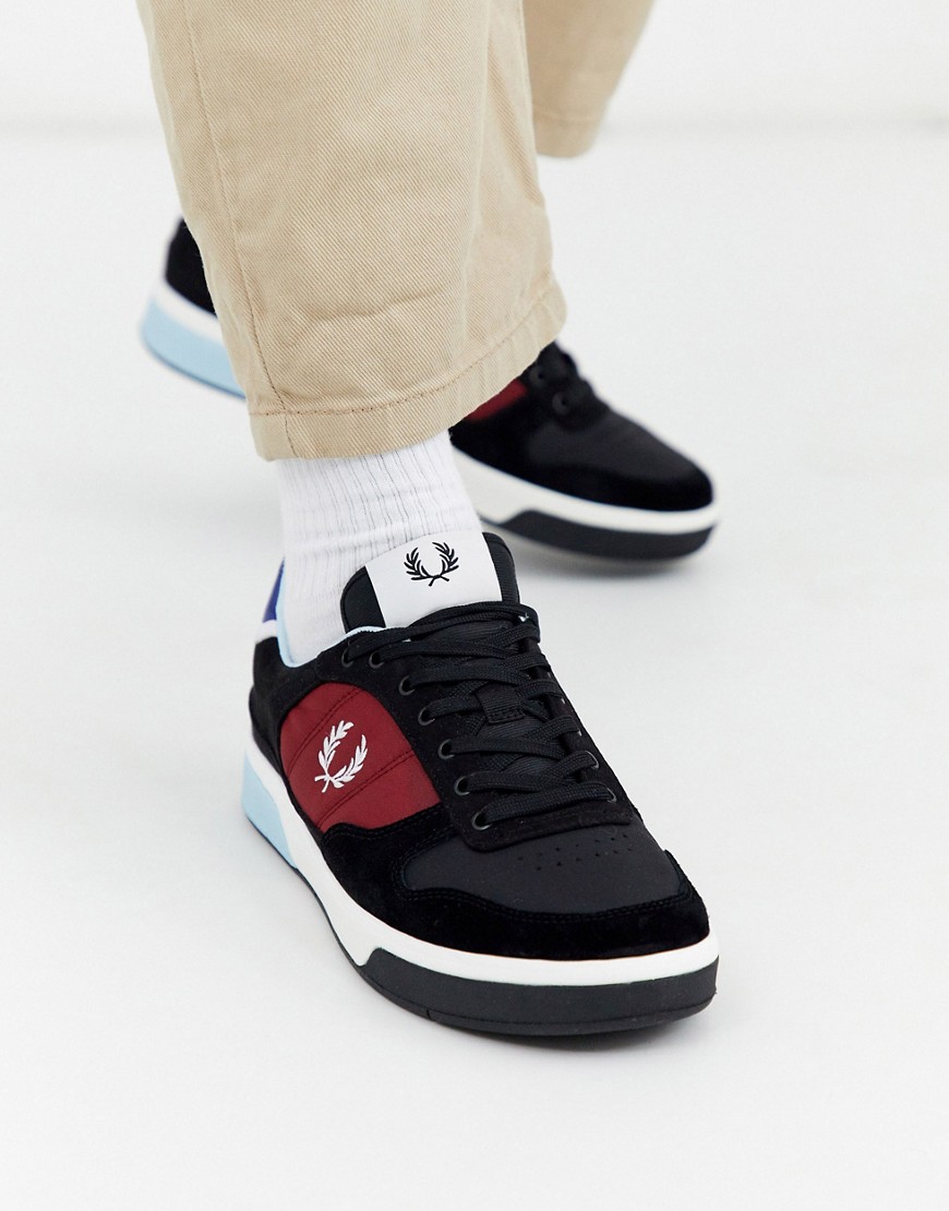Fred Perry - B330 - Sneakers con dettagli in camoscio nere-Nero