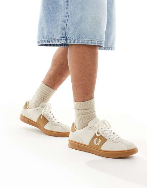 Fred Perry - B4 - Baskets en daim - Blanc et beige - view 1