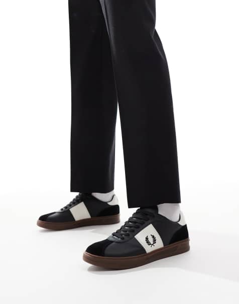 Fred Perry B4 leather and suede sneakers in black - view 1