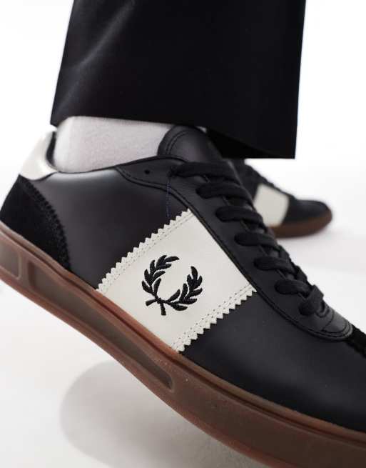 【FRED PERRY】 ★ B4 SUEDE ★ BLACK & ECRU Fred Perry B4 leather and suede sneakers in black | ASOS