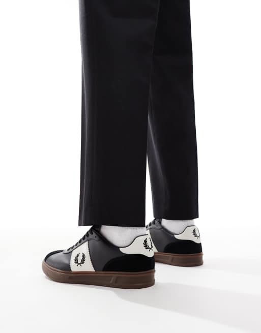 Fred Perry B4 leather and suede sneakers in black | ASOS
