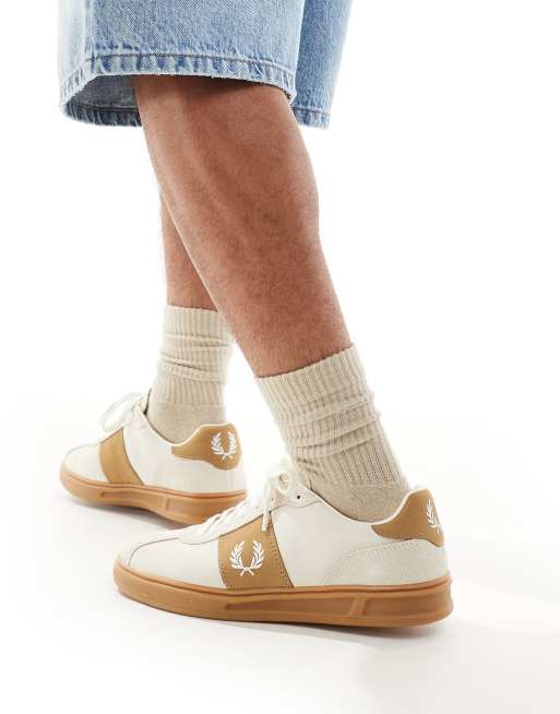 Fred Perry B4 suede trainer in white/beige | ASOS