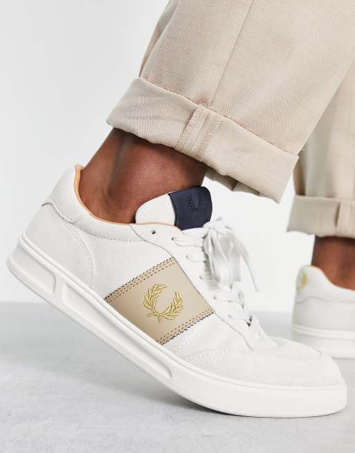 Fred Perry – B400 – Kremowe buty sportowe z zamszu