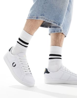 Fred Perry B6312 leather trainers in white - ASOS Price Checker