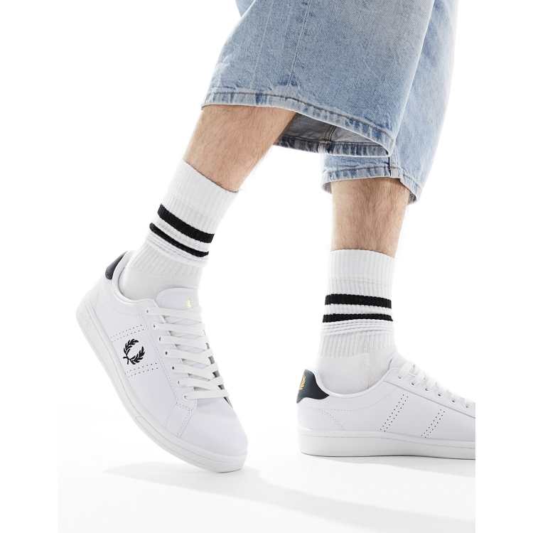 Fred Perry B6312 leather trainers in white | ASOS