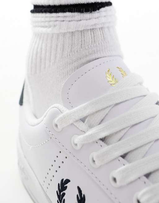 Fred Perry B6312 leather trainers in white | ASOS