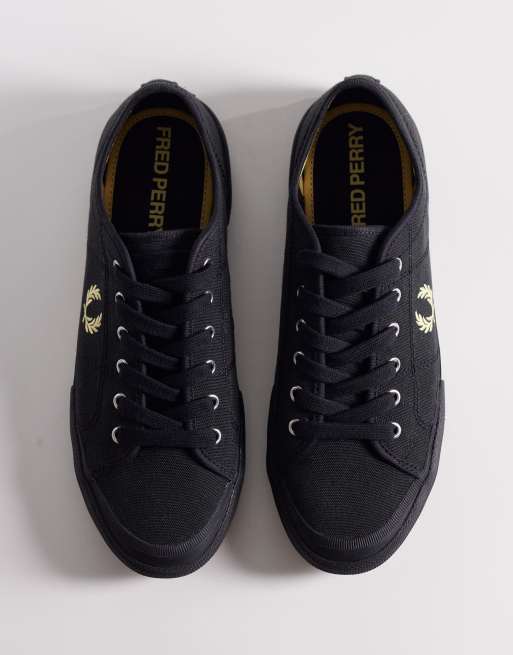 Fred Perry B708 Tennis vintage logo canvas trainers in black, 2 of 5
