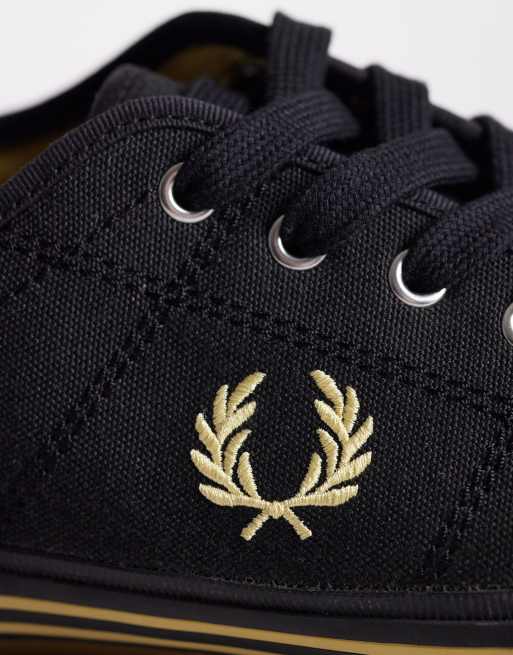 Fred Perry B708 Tennis vintage logo canvas trainers in black, 3 of 5