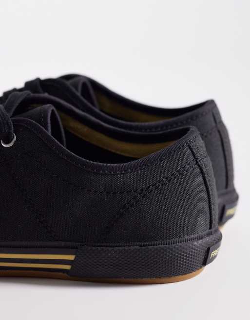 Fred Perry B708 Tennis vintage logo canvas trainers in black, 5 of 5