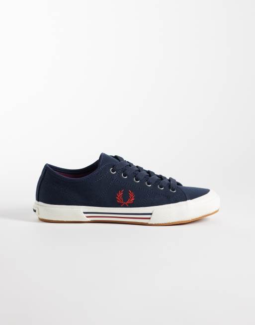 Fred Perry B708 Tennis vintage logo canvas trainers in navy