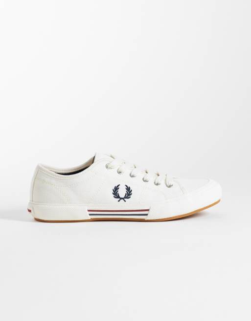Fred Perry B708 Tennis vintage logo canvas trainers in white