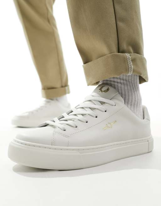 Fred perry white leather trainers on sale