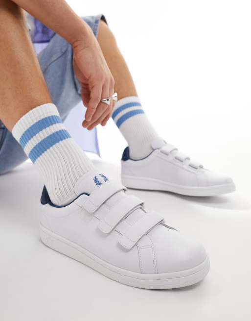 Fred Perry - B721 - Baskets à fermetures autoagrippantes - Blanc et bleu marine, 5 de 5