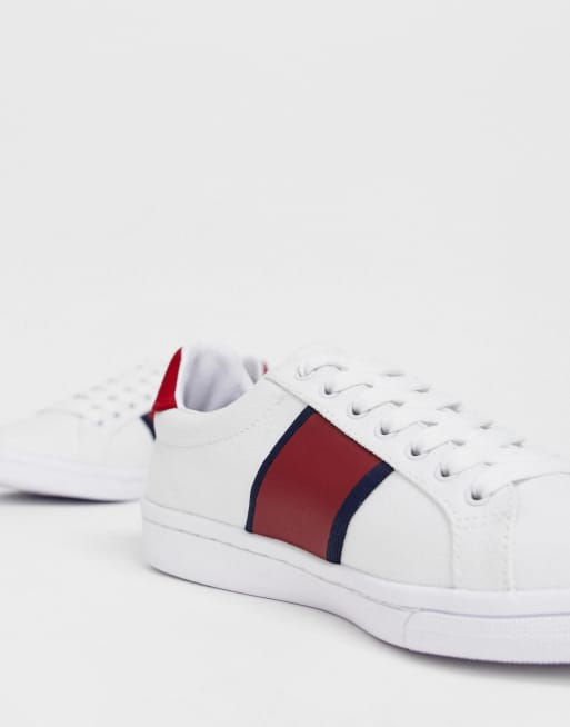 Fred perry b721 canvas trainer with 2025 stripe logo crest