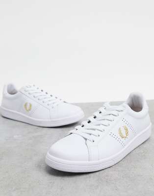 fred perry b721 leather trainers in white