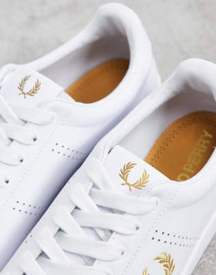 fred perry b721 leather trainers in white