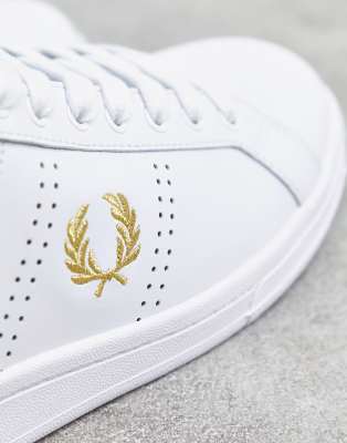 fred perry b721 leather trainers in white