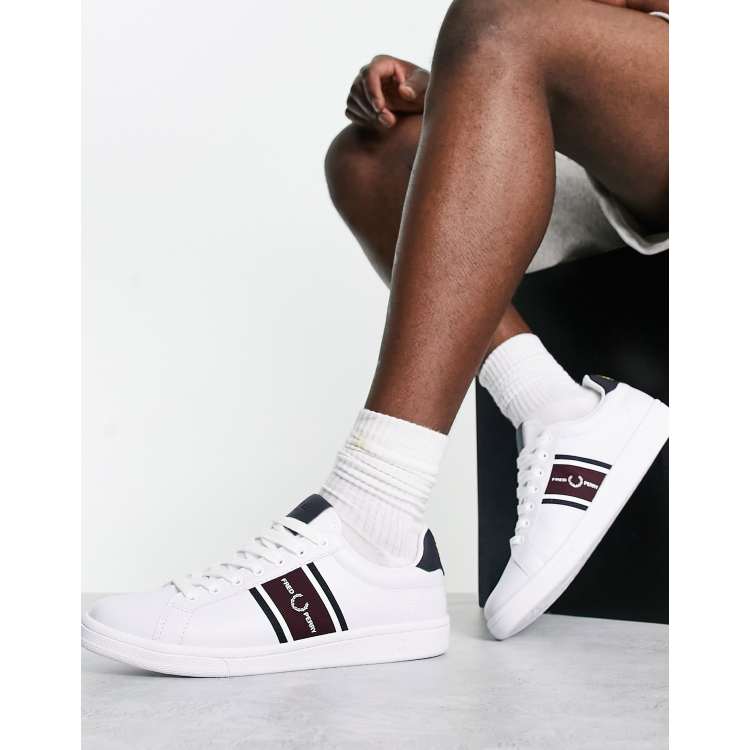 Fred perry b721 canvas trainer with stripe logo crest sale