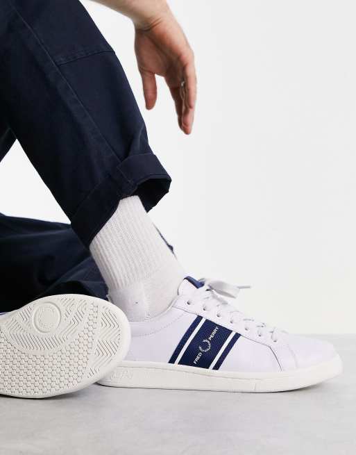 Fred Perry B721 leather mesh trainers in white 