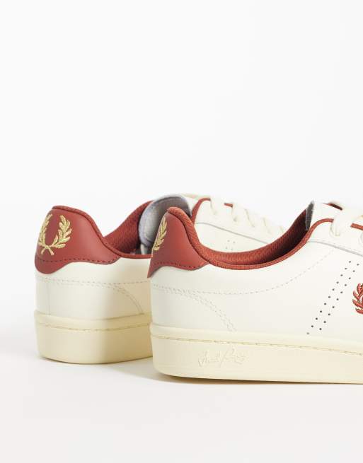 Fred Perry B721 leather sneakers in ecru, 3 of 4