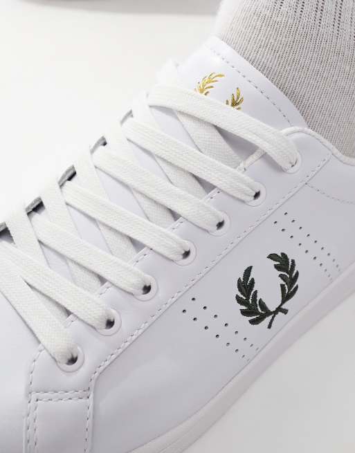Fred Perry B721 leather sneakers in white and green, 4 of 5