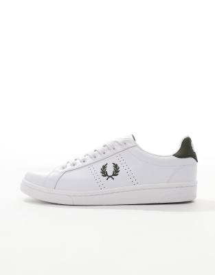 Fred Perry B721 leather sneakers in white and green | ASOS