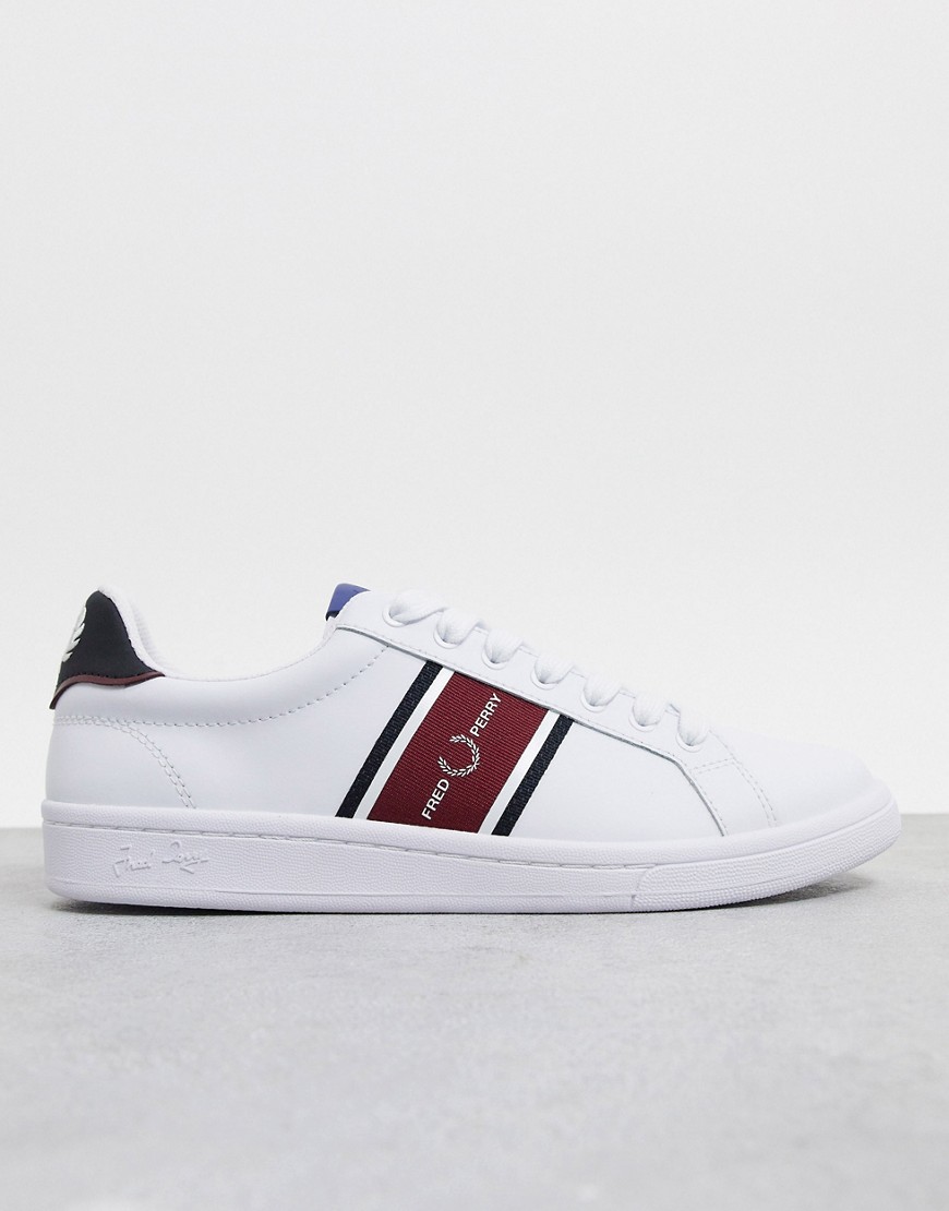 Fred Perry B721 leather sneakers with webbing in white