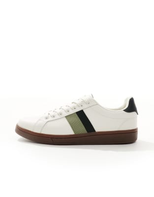 Fred Perry B721 leather tape detail sneakers in white | ASOS
