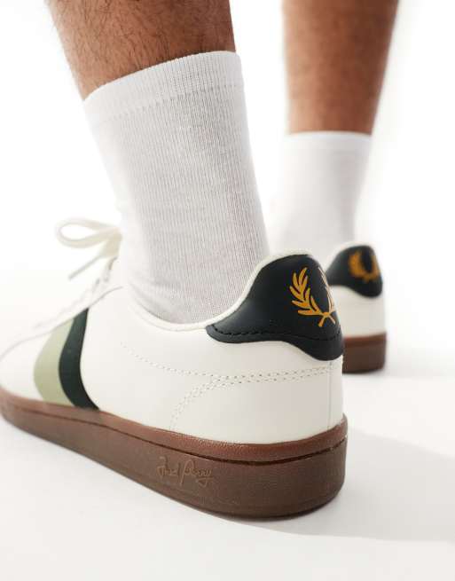 Fred Perry B721 leather tape detail sneakers in white, 3 of 5