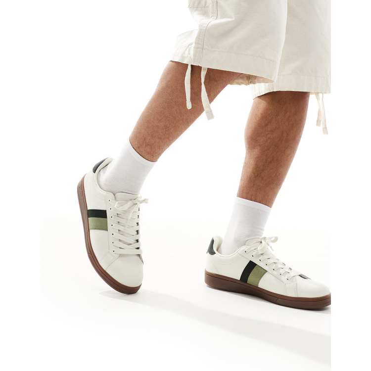 Fred Perry B721 leather tape detail trainer in white | ASOS