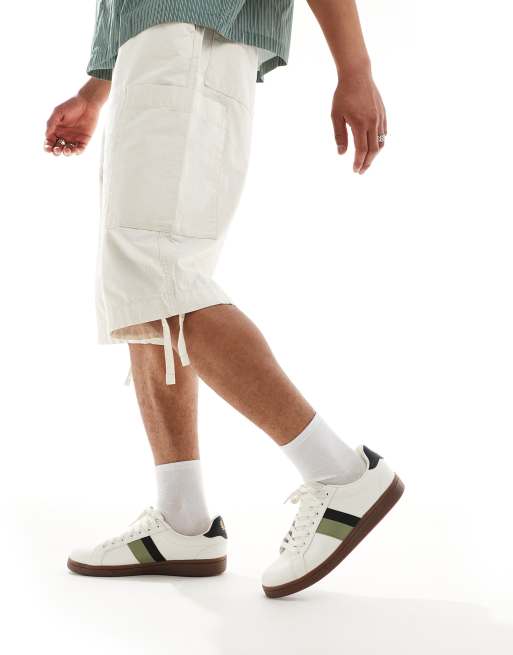 Fred Perry B721 leather tape detail trainer in white | ASOS