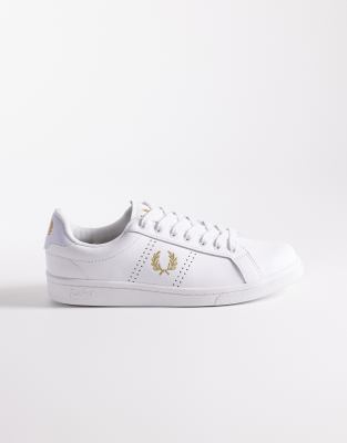 B721 - Leder-Sneaker in Weiß mit Logo Weiß 41