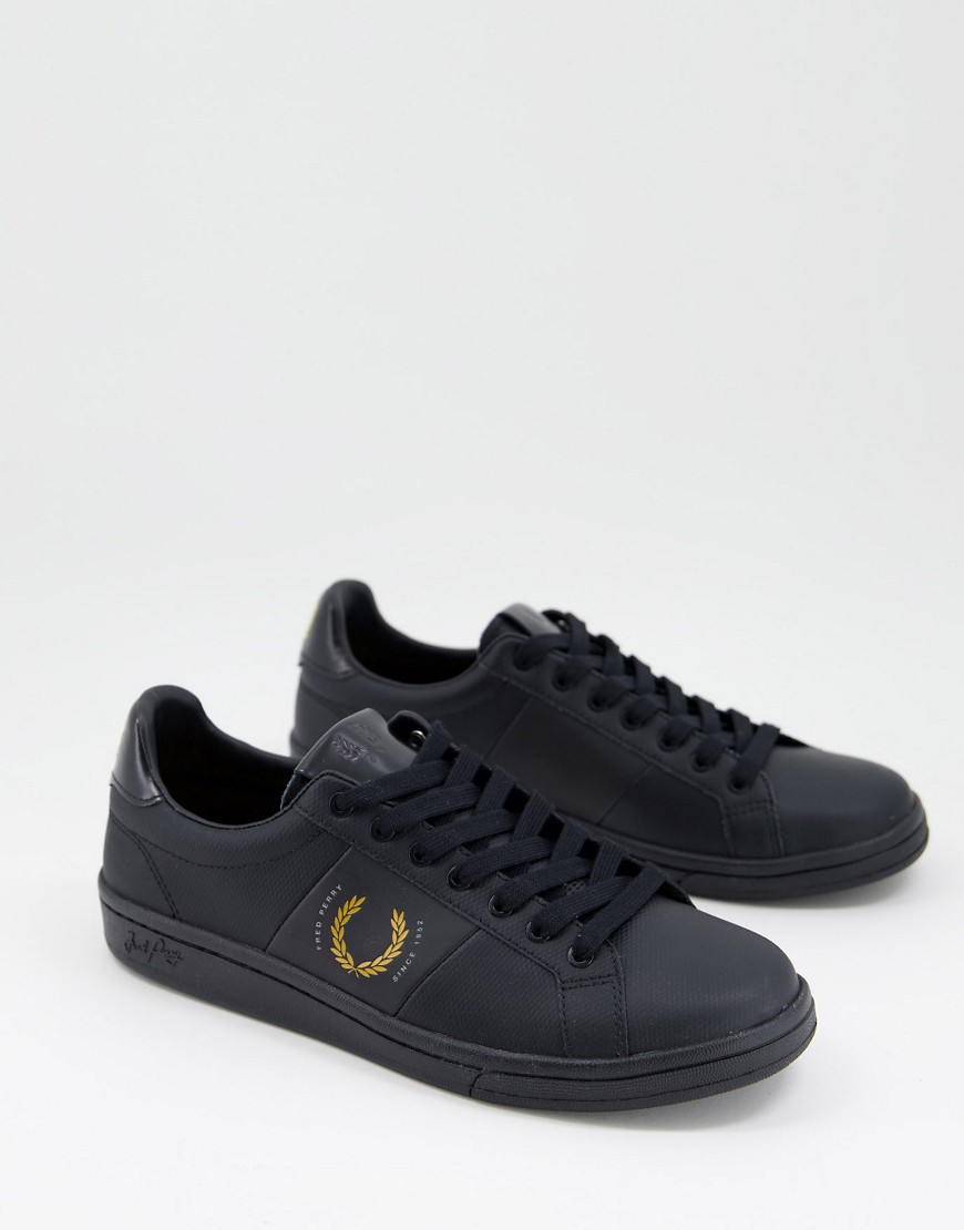Fred Perry - B721 - Leren sneakers met cirkelvormig logo in zwart