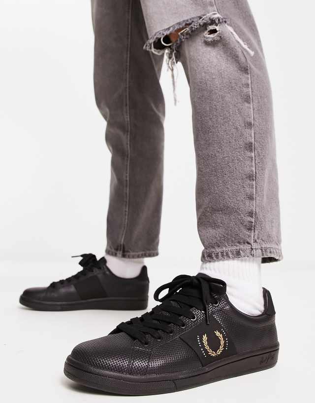 Fred Perry B721 pique leather sneakers in black