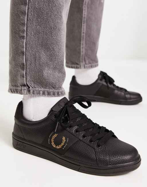 fred perry black leather shoes