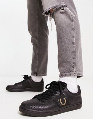 Fred Perry B721 pique leather trainer in black - ASOS Price Checker