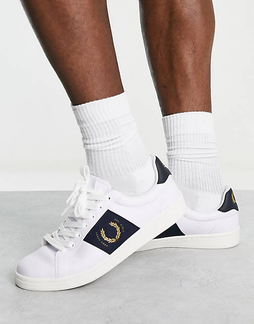 Fred Perry B721 side panel leather sneakers in white