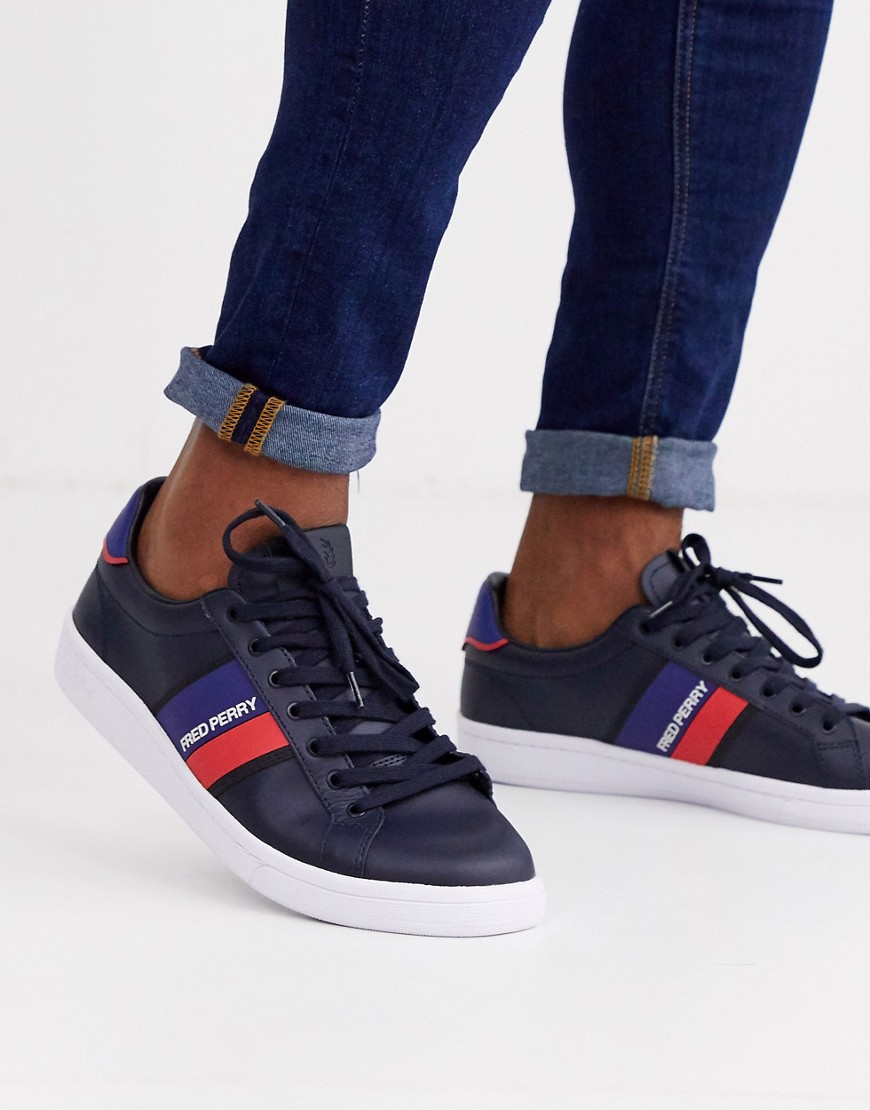 Fred Perry B721 two tone leather trainers in navy