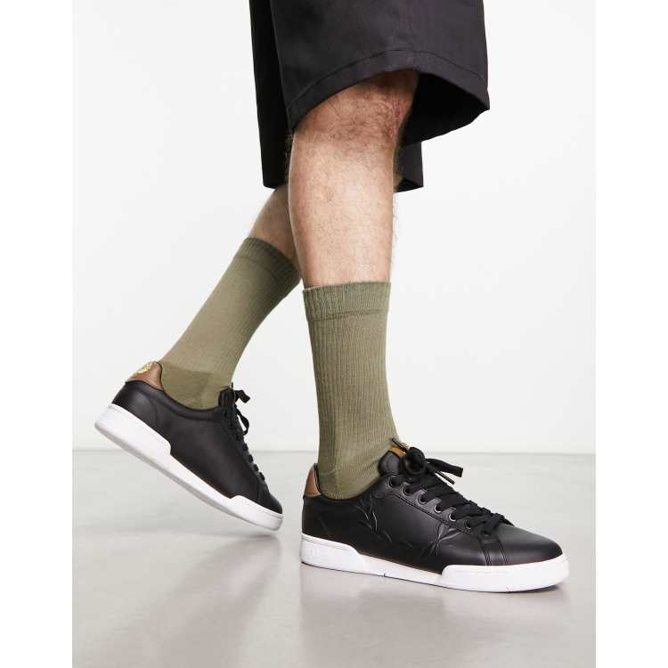 Fred perry black store leather trainers