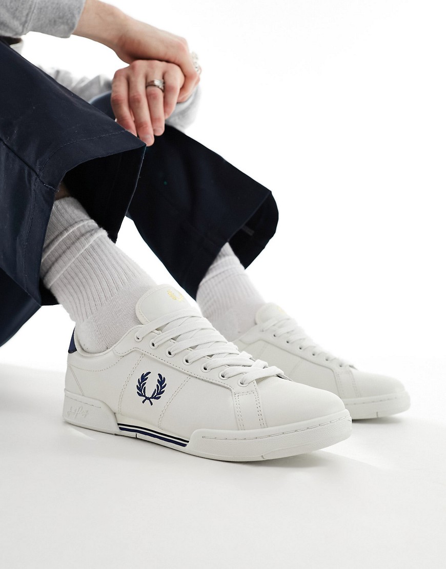 Fred Perry B722 leather trainers in white and blue