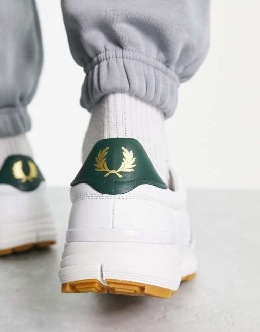 Fred Perry B723 leather gold laurel wreath sneakers in white ASOS