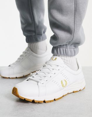 Fred Perry B723 leather green laurel wreath trainer in white - ASOS Price Checker