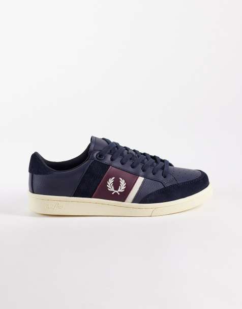 Fred Perry - B725 - Marineblå sneakers i ruskindslæder med striber og logo - view 1