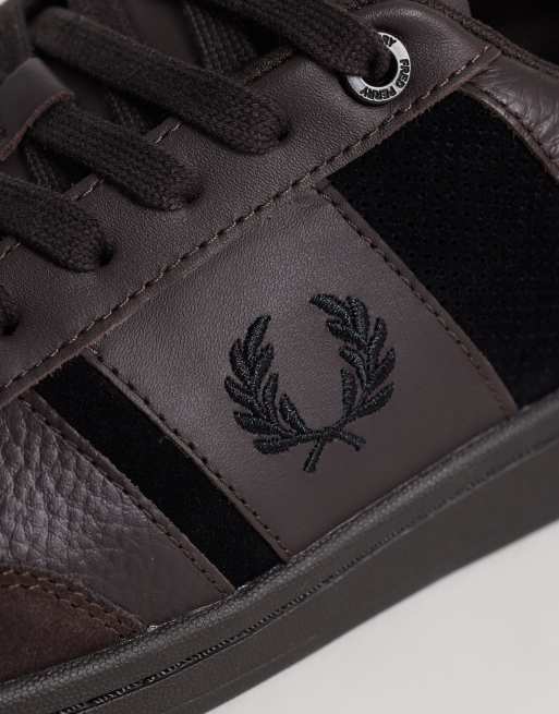 Fred Perry B725 suede stripe leather sneakers in black and brown , 3 of 5