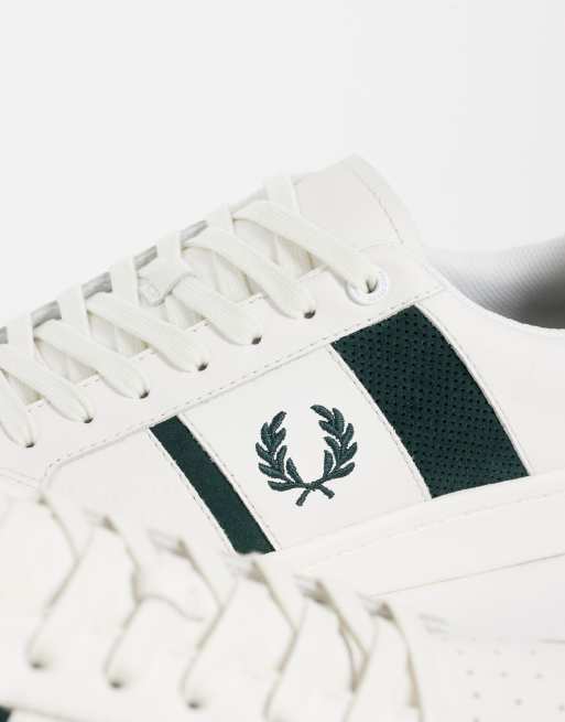 Fred Perry B725 suede stripe leather sneakers in white and navy, 3 of 4
